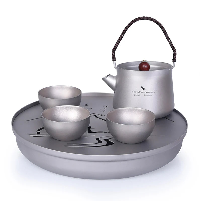 Boundless Voyage Tea Pot Cup Chinese Titanium Kung Fu Tea Set Camping Portable