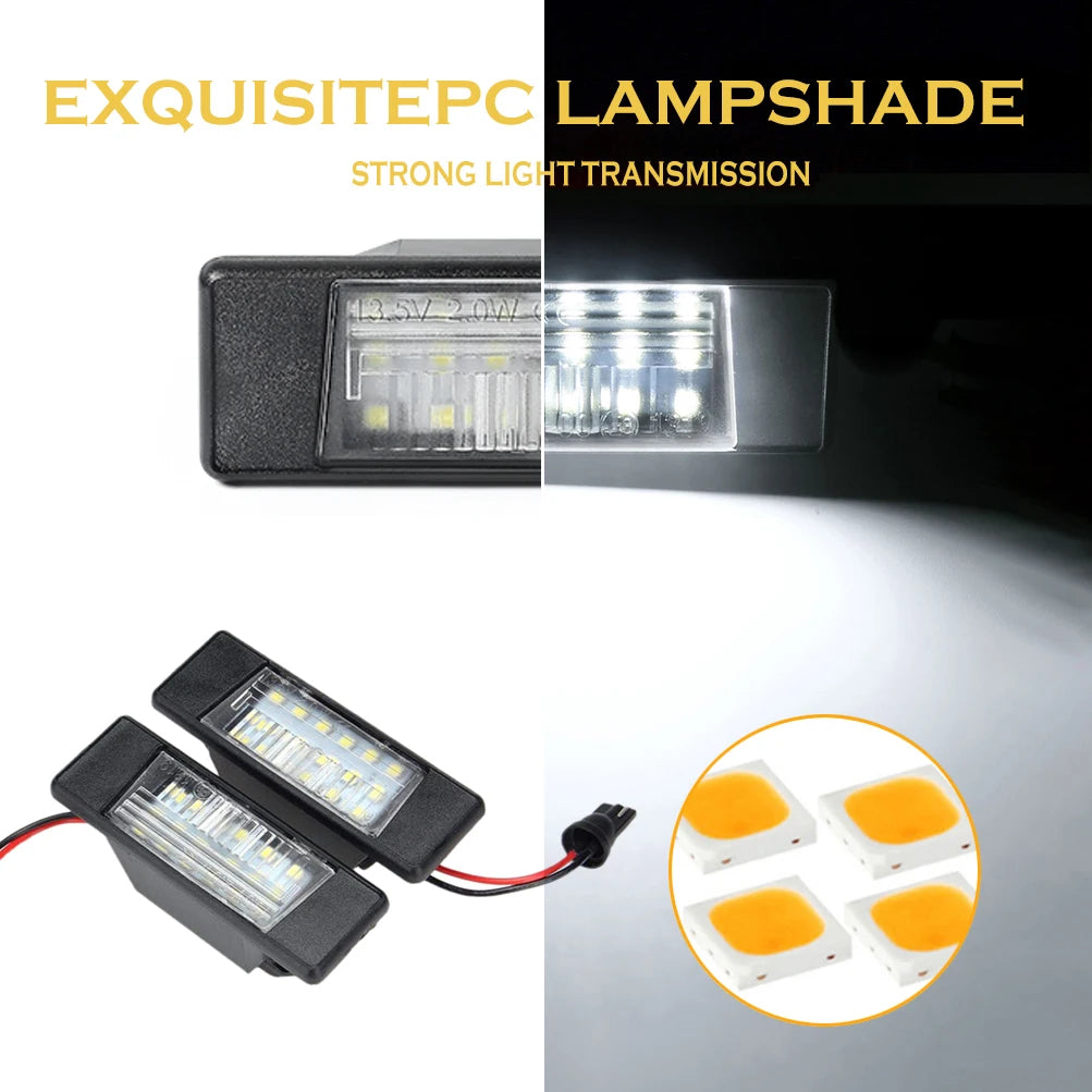 2Pcs LED License Number Plate Light Lamps For Nissan Juke F15 Micra K12 March
