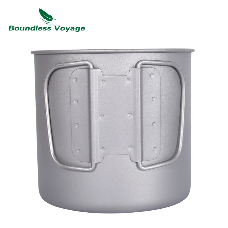Boundless Voyage Camping Titanium Cup Pan Set Outdoor Cooking Pot Plate Mess Kit