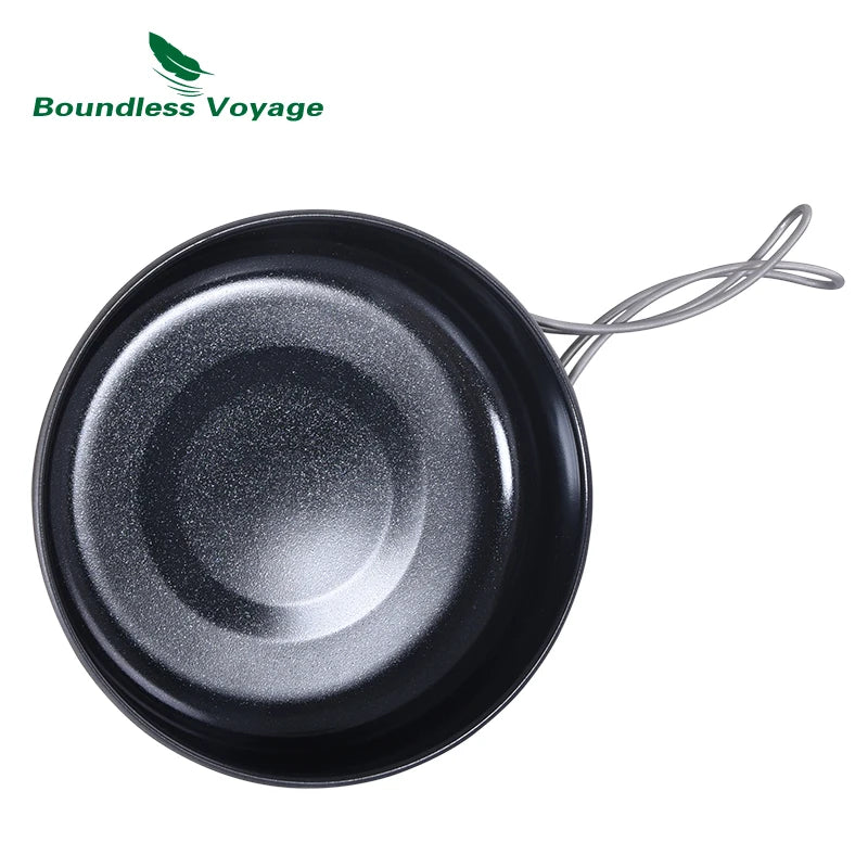 Boundless Voyage Non stick Frying Pan Titanium Skillet Camping Pan Outdoor