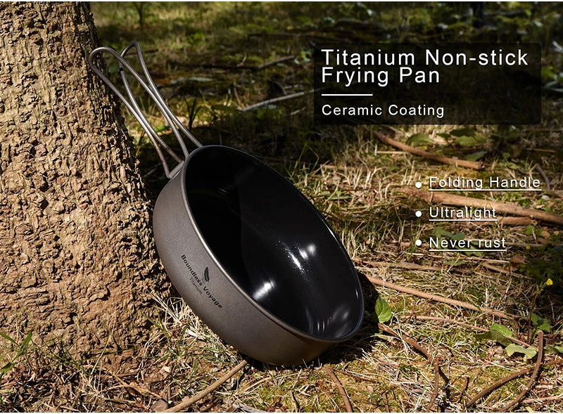 Boundless Voyage Non stick Frying Pan Titanium Skillet Camping Pan Outdoor