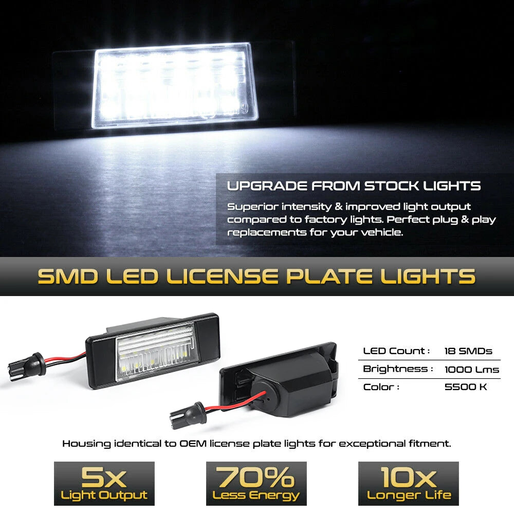 2Pcs LED License Number Plate Light Lamps For Nissan Juke F15 Micra K12 March