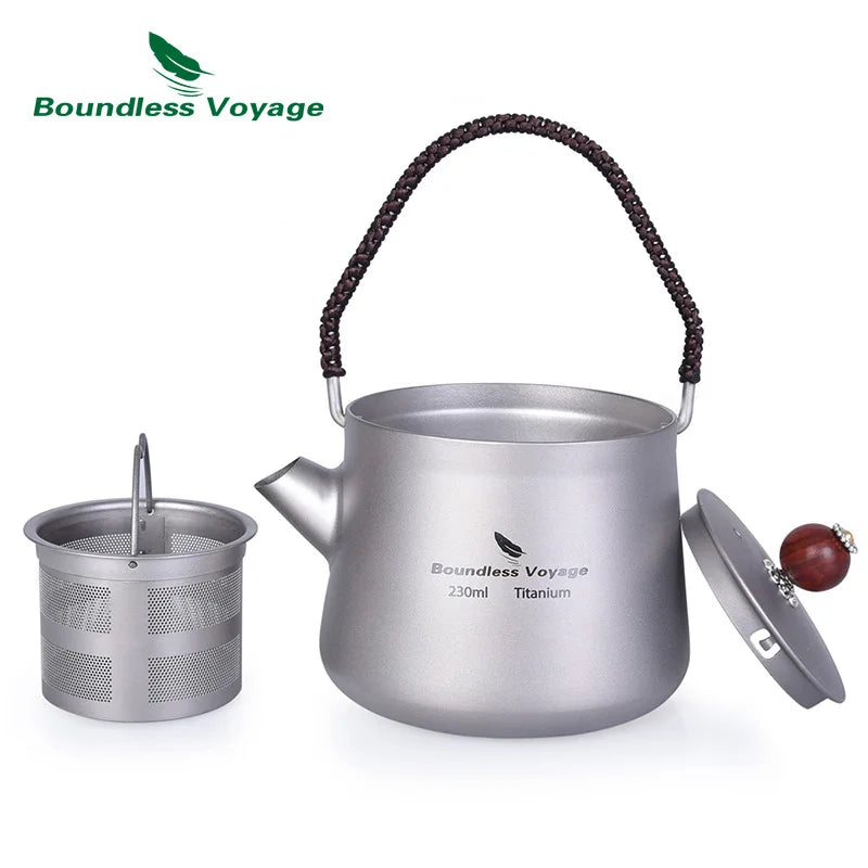 Boundless Voyage Tea Pot Cup Chinese Titanium Kung Fu Tea Set Camping Portable