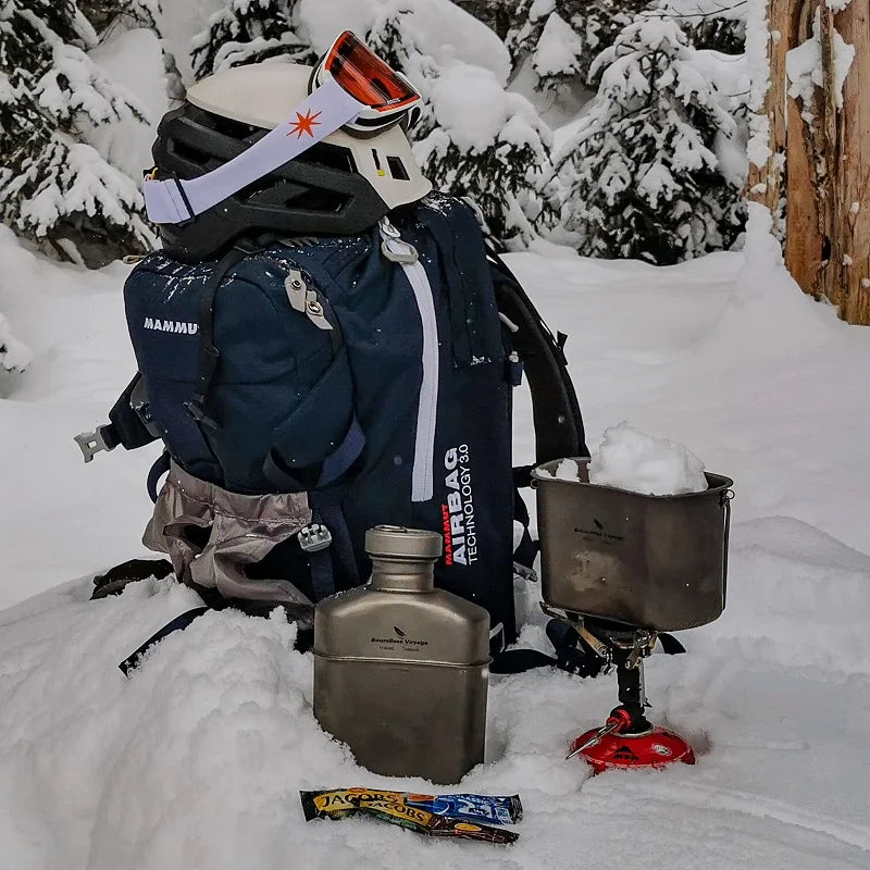 Boundless Voyage Titanium Military Canteen Cups Set Camping Cookware Outdoor