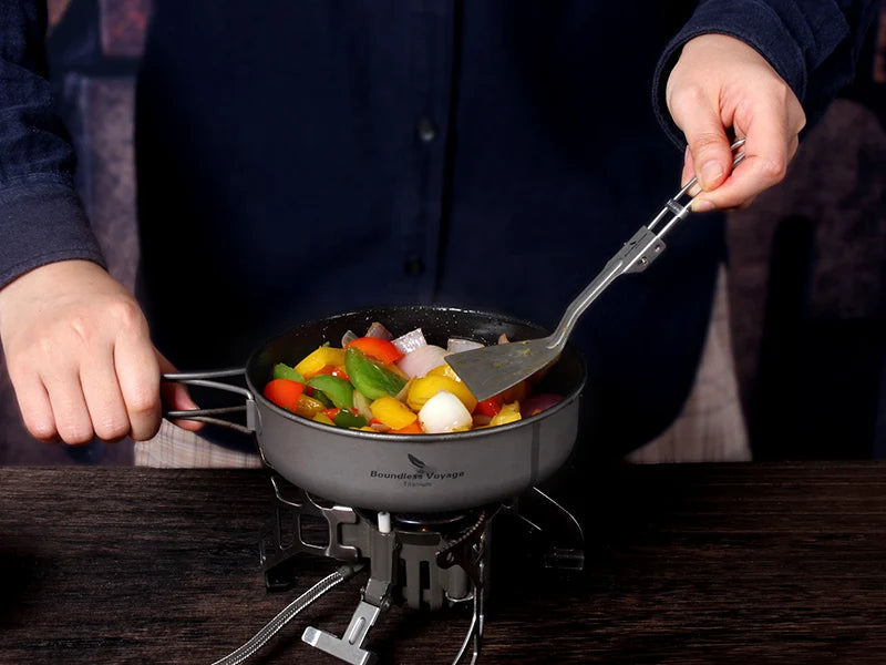 Boundless Voyage Non stick Frying Pan Titanium Skillet Camping Pan Outdoor