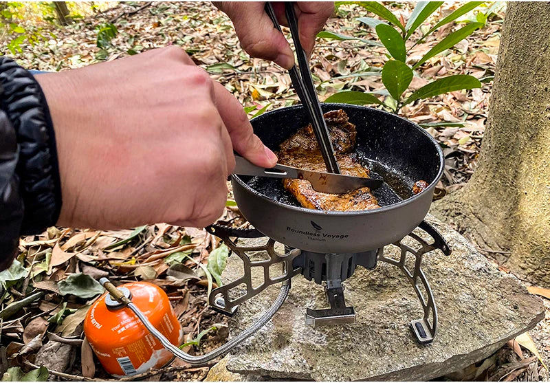 Boundless Voyage Non stick Frying Pan Titanium Skillet Camping Pan Outdoor