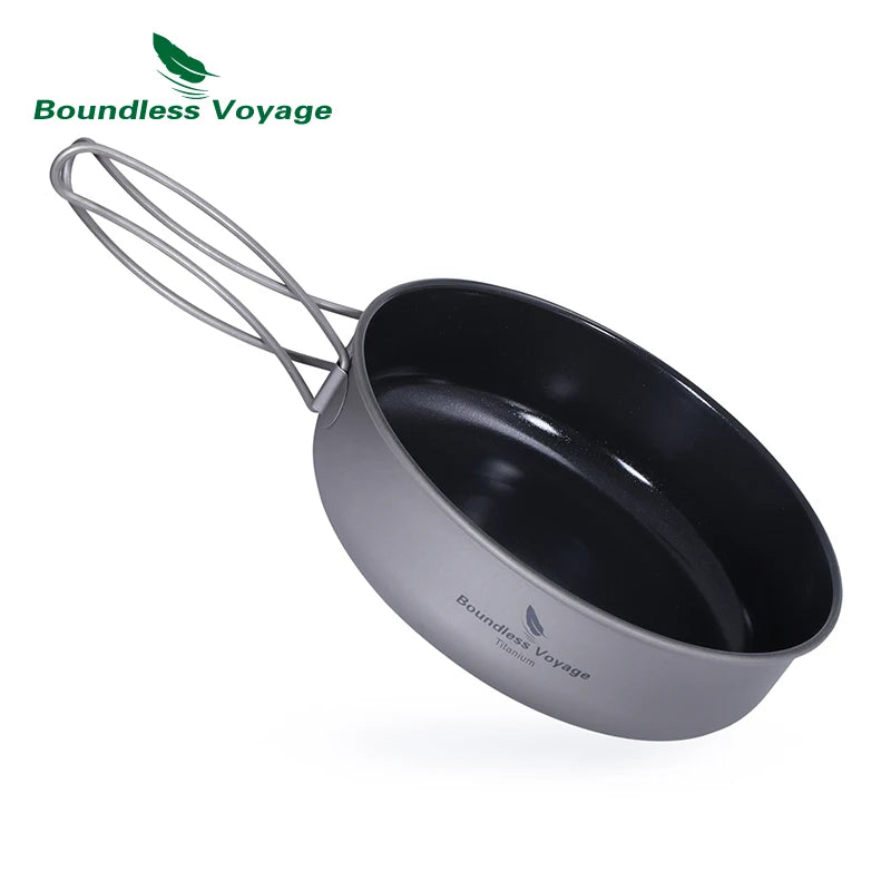 Boundless Voyage Non stick Frying Pan Titanium Skillet Camping Pan Outdoor