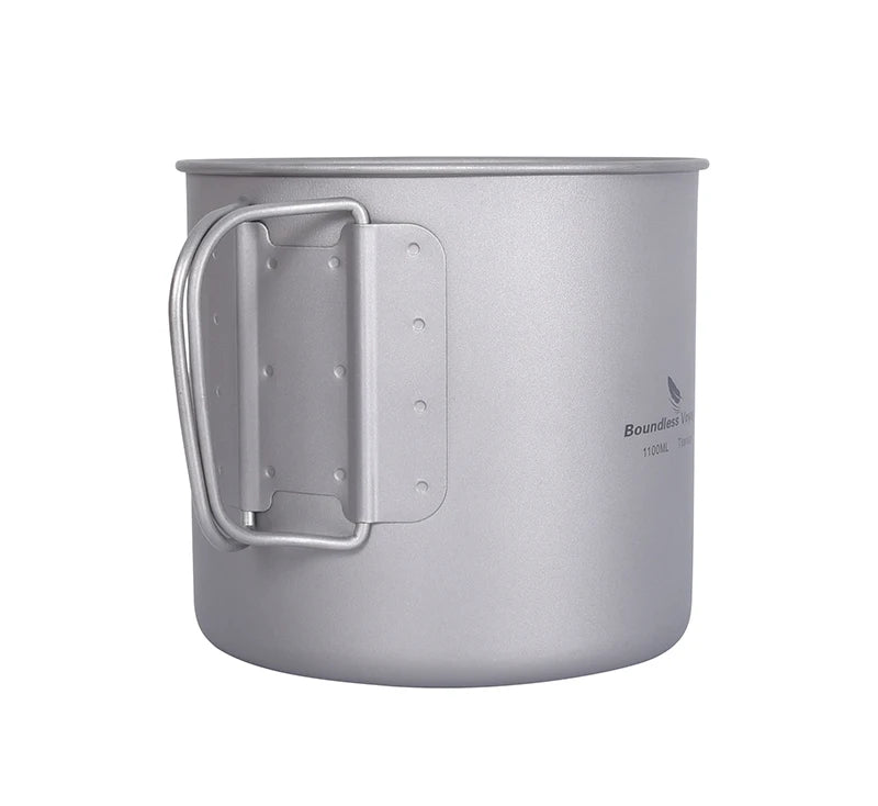 Boundless Voyage Camping Titanium Cup Pan Set Outdoor Cooking Pot Plate Mess Kit