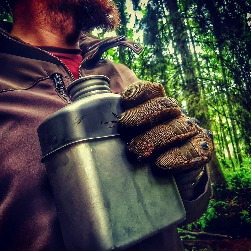 Boundless Voyage Titanium Military Canteen Cups Set Camping Cookware Outdoor