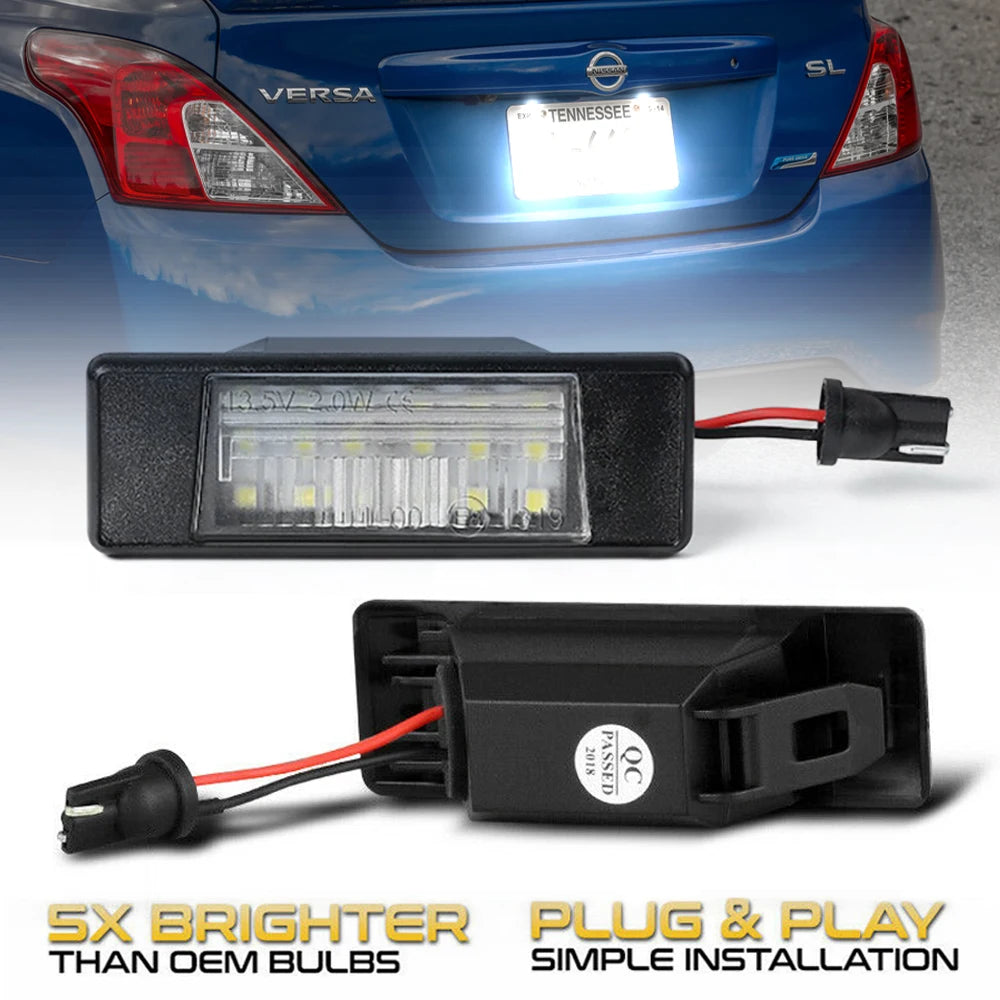 2Pcs LED License Number Plate Light Lamps For Nissan Juke F15 Micra K12 March