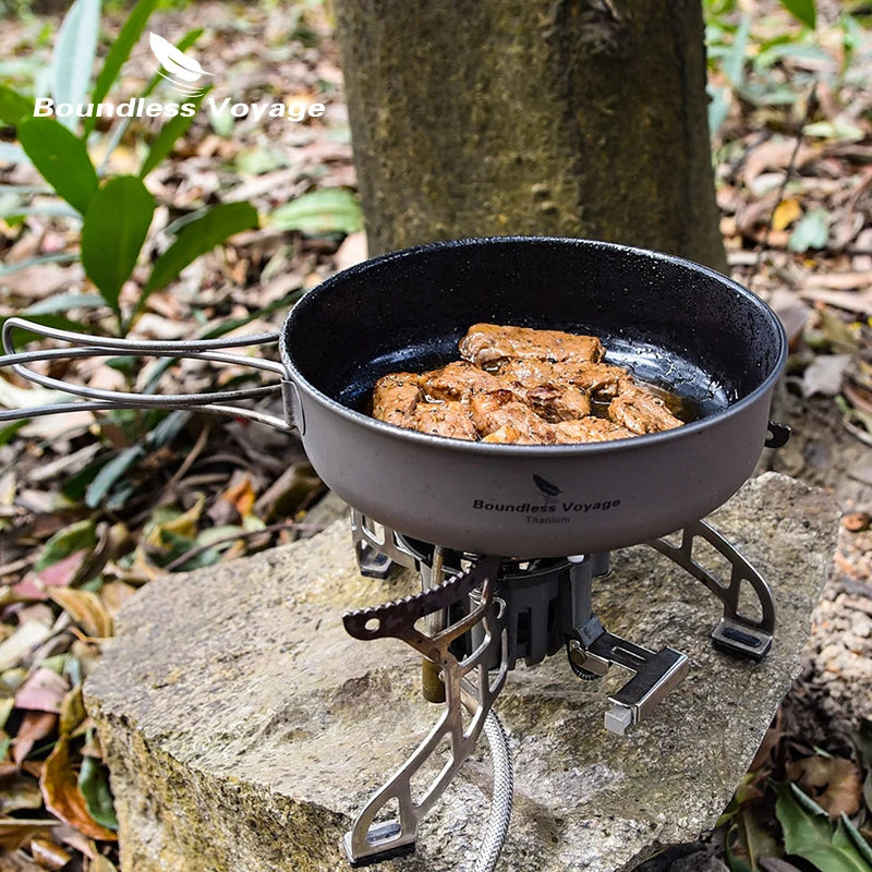 Boundless Voyage Non stick Frying Pan Titanium Skillet Camping Pan Outdoor