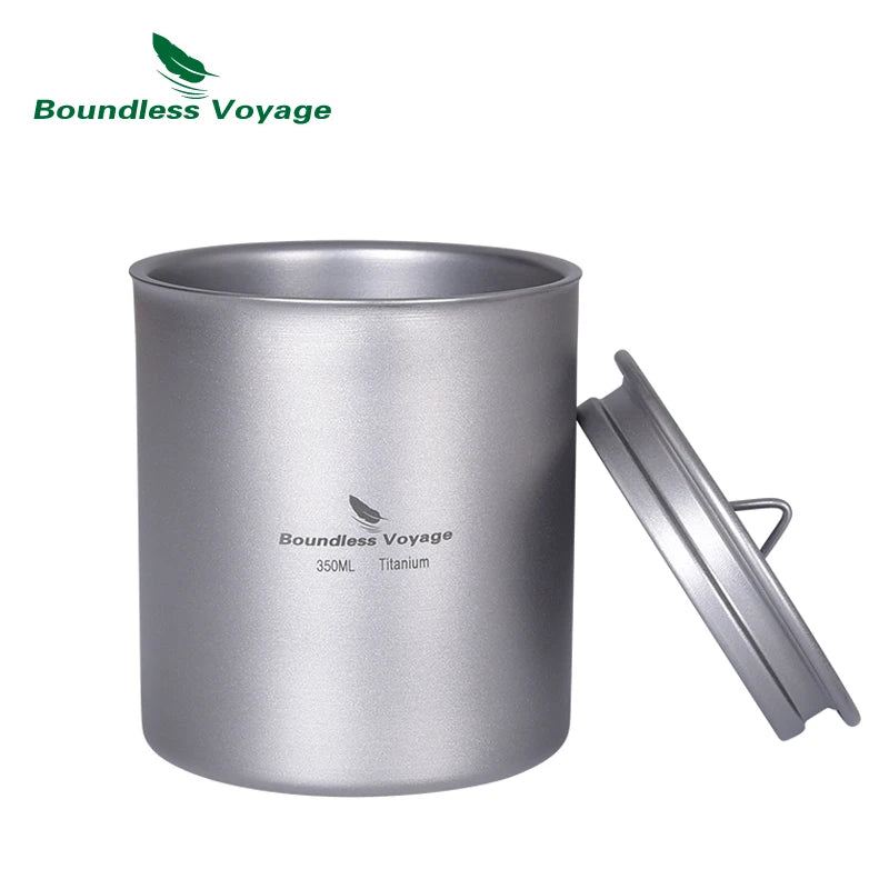 Boundless Voyage 350ml Titanium Cup with Lid Double Walled Mug Tea Coffee