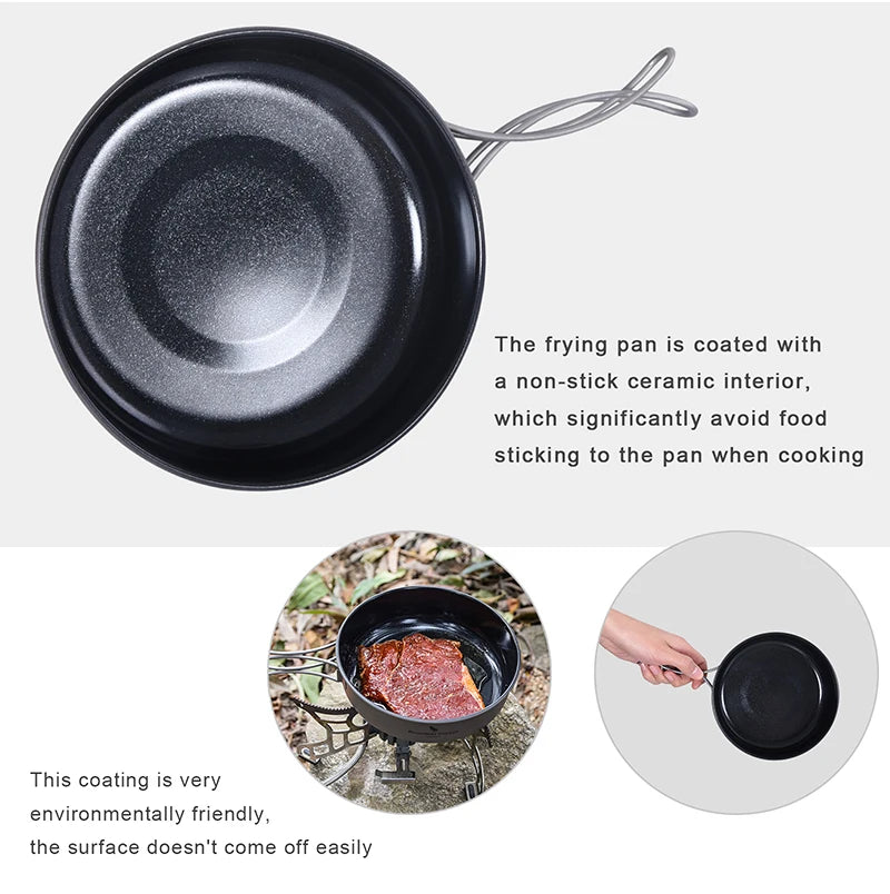 Boundless Voyage Non stick Frying Pan Titanium Skillet Camping Pan Outdoor