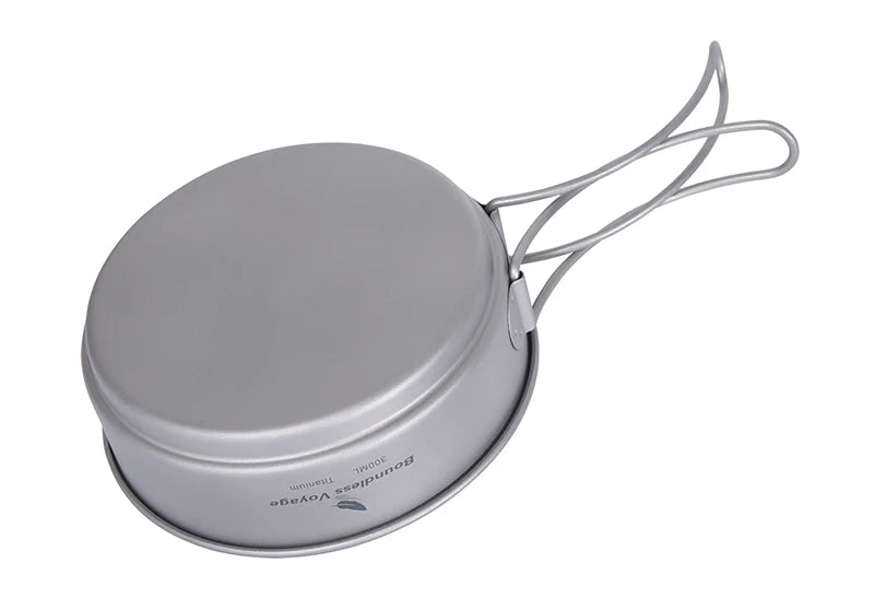 Boundless Voyage Camping Titanium Cup Pan Set Outdoor Cooking Pot Plate Mess Kit