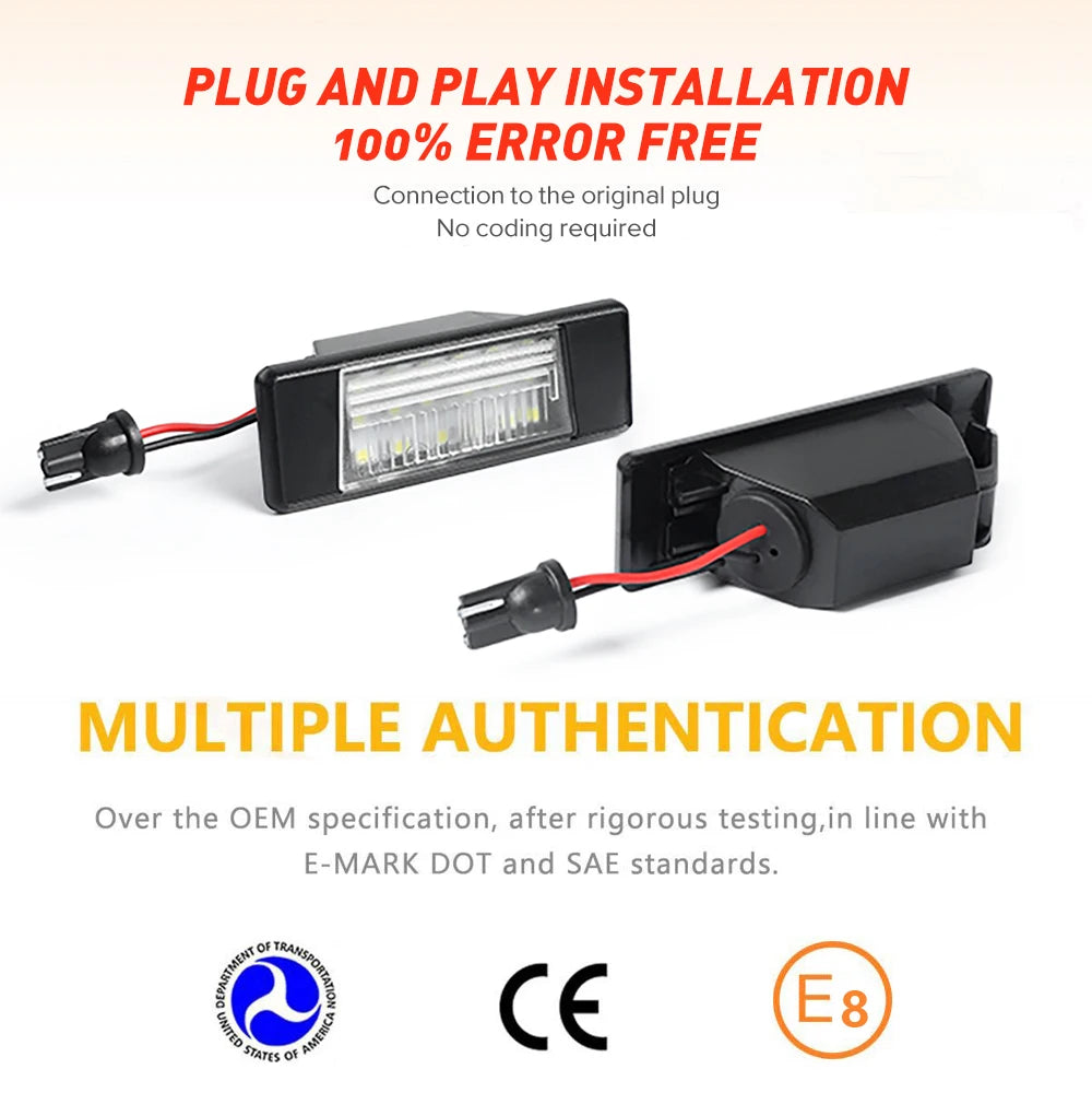 2Pcs LED License Number Plate Light Lamps For Nissan Juke F15 Micra K12 March
