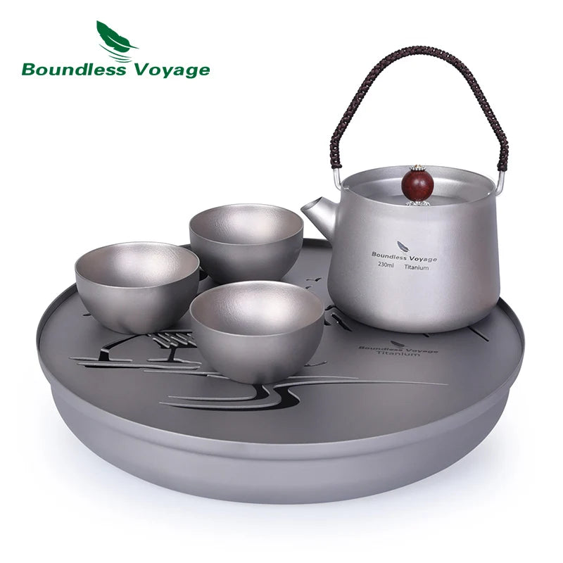Boundless Voyage Tea Pot Cup Chinese Titanium Kung Fu Tea Set Camping Portable