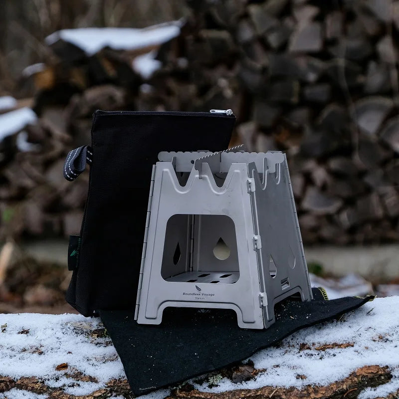 Складная дровяная печь Boundless Voyage Titanium с держателем для котелка, походная горелка