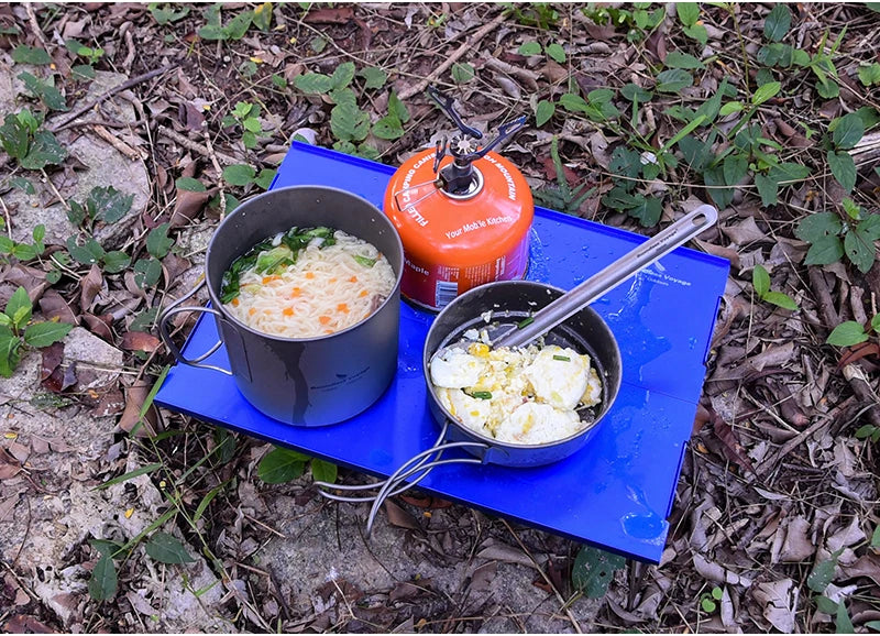 Boundless Voyage Camping Titanium Cup Pan Set Outdoor Cooking Pot Plate Mess Kit
