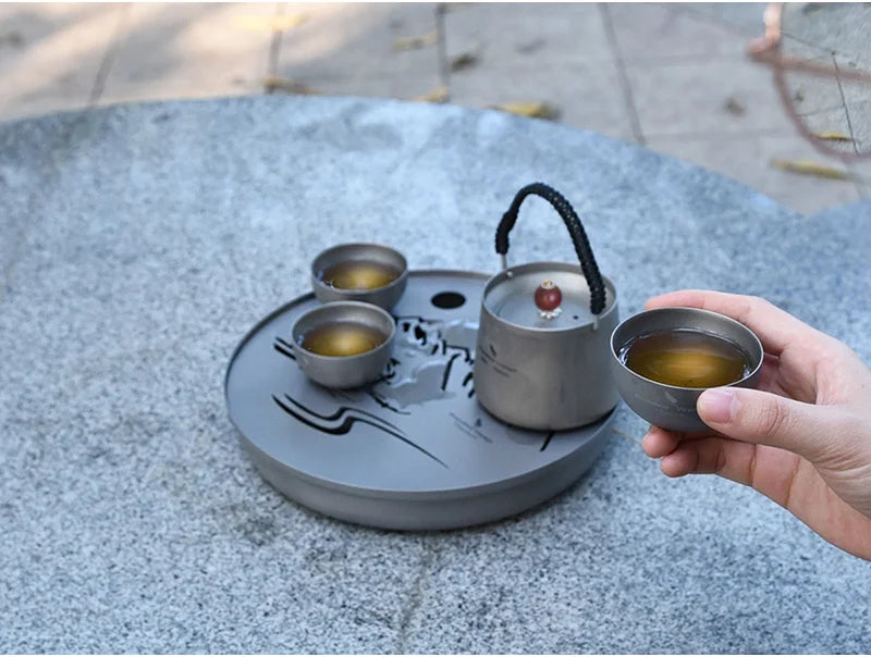 Boundless Voyage Tea Pot Cup Chinese Titanium Kung Fu Tea Set Camping Portable