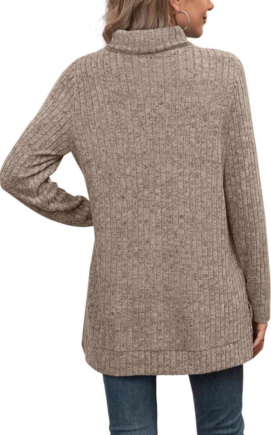 Effen herfst dames oversized coltrui truien lange mouwen