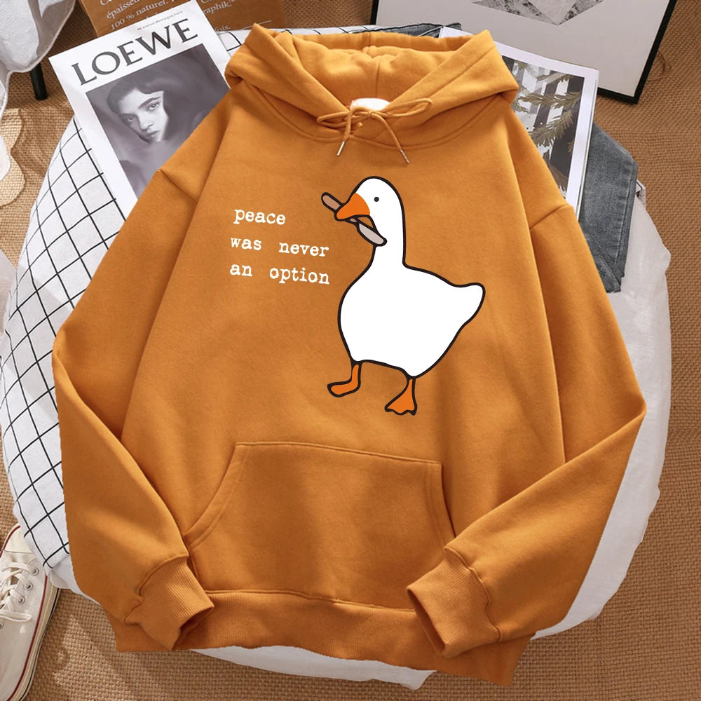 Peace Was Never An Option Printed Sweatshirt Men Street Oversize Autumn Hooded