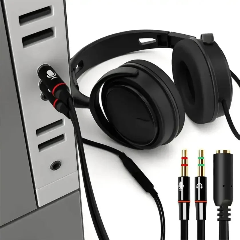 Hoofdtelefoon-microfoon-audioconverter-splitter voor computer 3,5 mm vrouwelijk naar