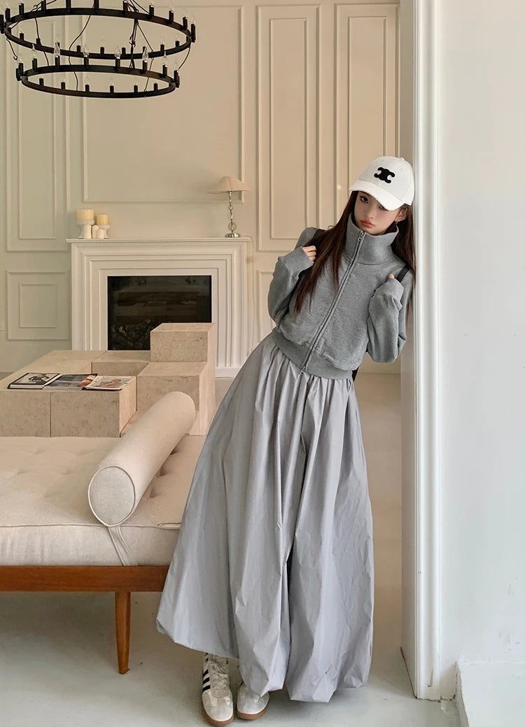 Coltruien voor dames, effen ritsontwerp, chique Koreaanse stijl, eenvoudig