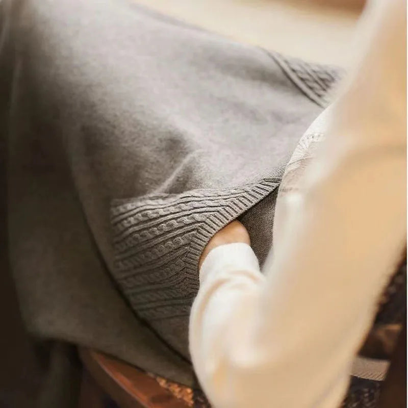Biyaby Winter Dames Gebreide Midi Rokken Koreaanse Twee Zakken Katoenen Lange Rok