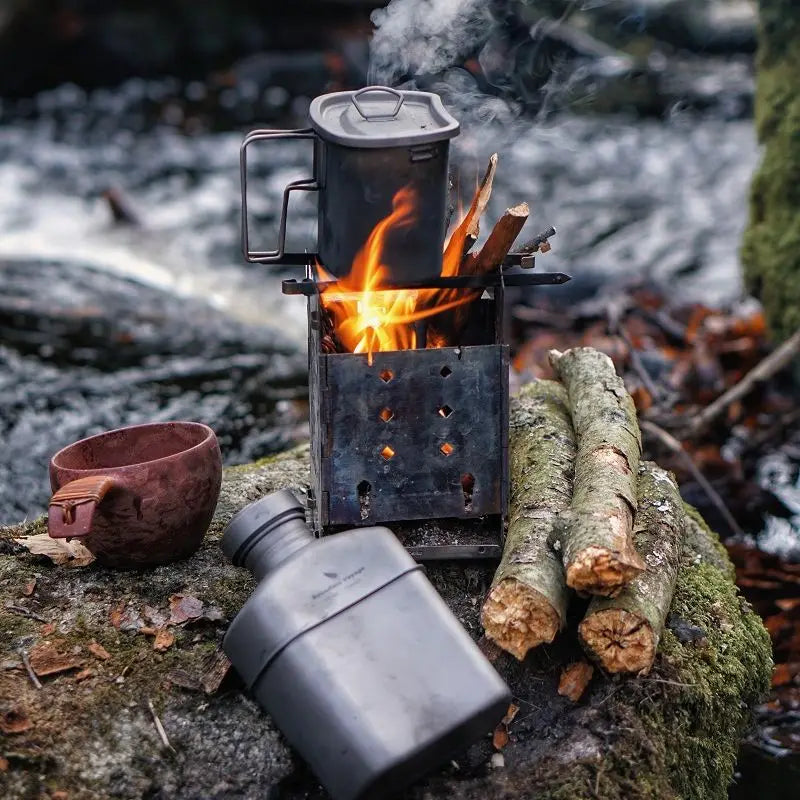 Boundless Voyage Titanium Military Canteen Cups Set Camping Cookware Outdoor