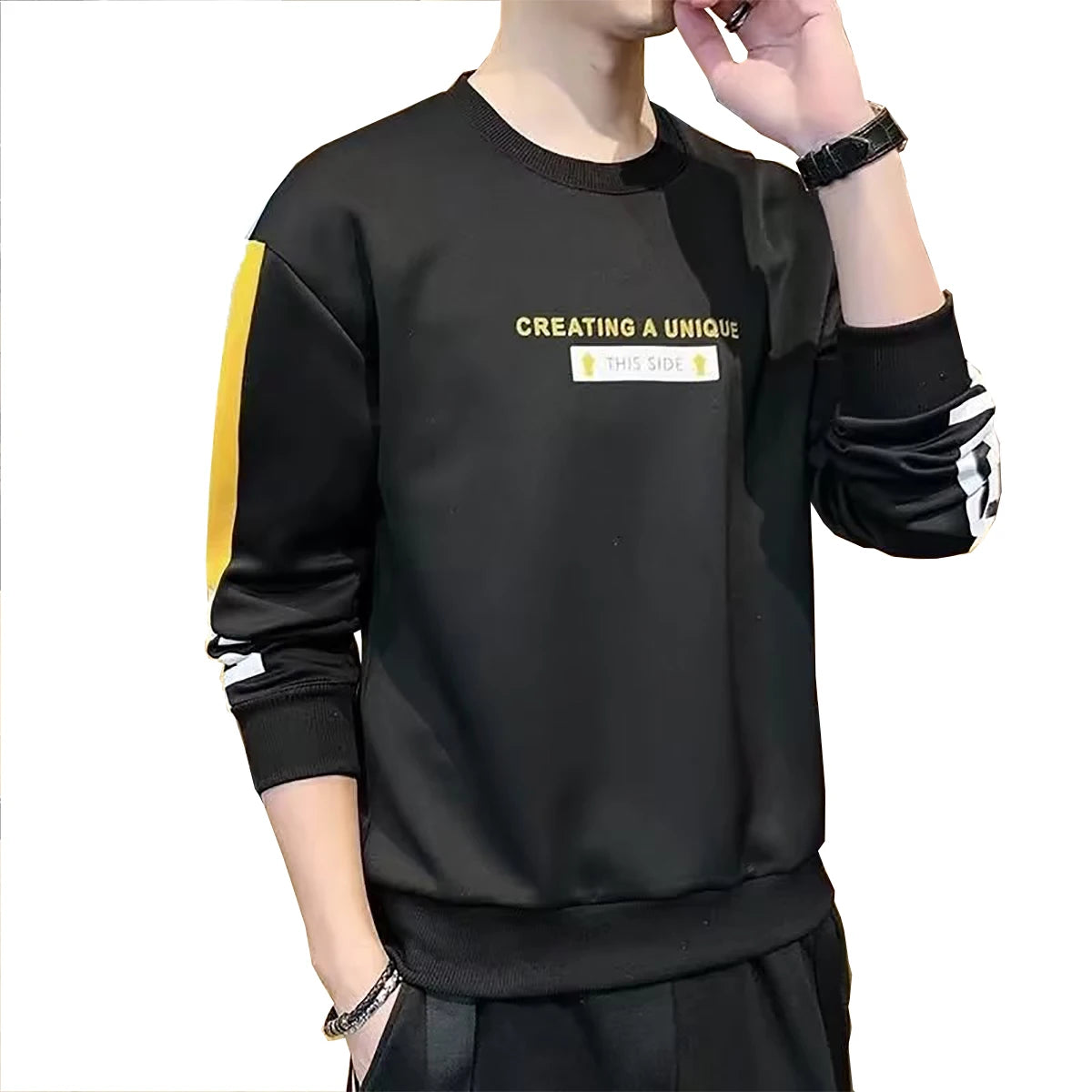 T shirt Men s Long Sleeved Round Neck With Letter Print Pattern Spring Autumn Suitable Shirt Couples