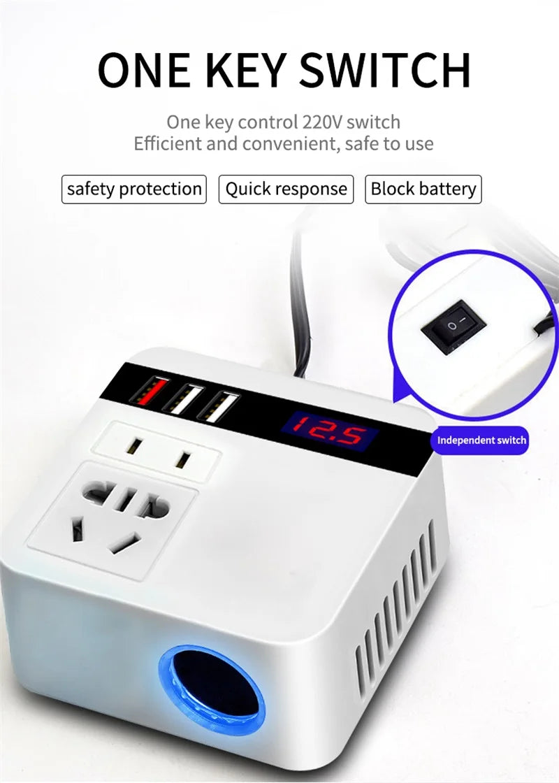 Car Inverter 150w Peak Dc12v 24V to 110v 220v LED Display Sockets Power Inverter