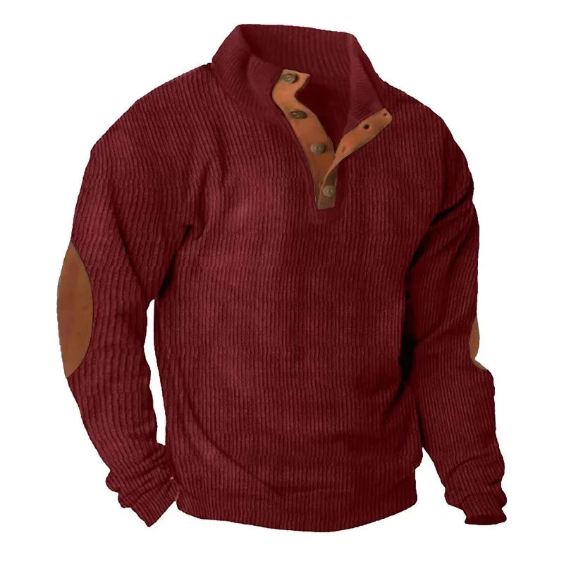 Men s Outdoor Jacket 3D Digital Print Casual Collar Long Sleeve Four Button Sweatshirt Loose Fit