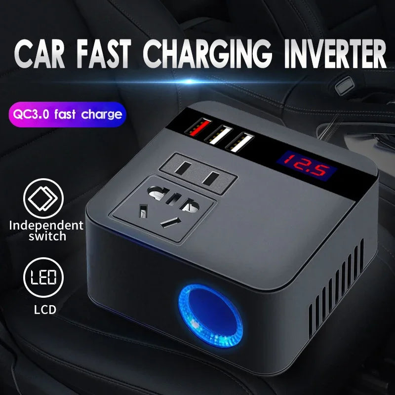 Car Inverter 150w Peak Dc12v 24V to 110v 220v LED Display Sockets Power Inverter