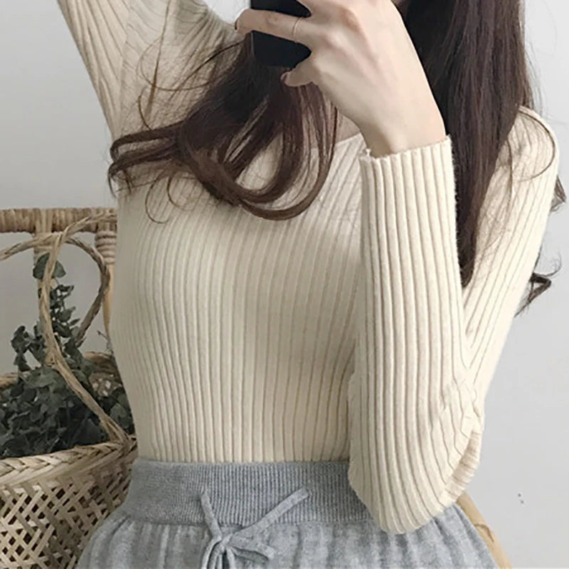 Heliar Dames V-hals Slim Sexy Trui Gebreid Lange Mouw Effen Onderkant Trui