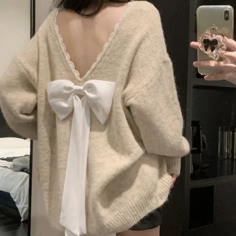 Весна-осень, V-образный вырез, длинный рукав, модный женский свитер, повседневный, для улицы