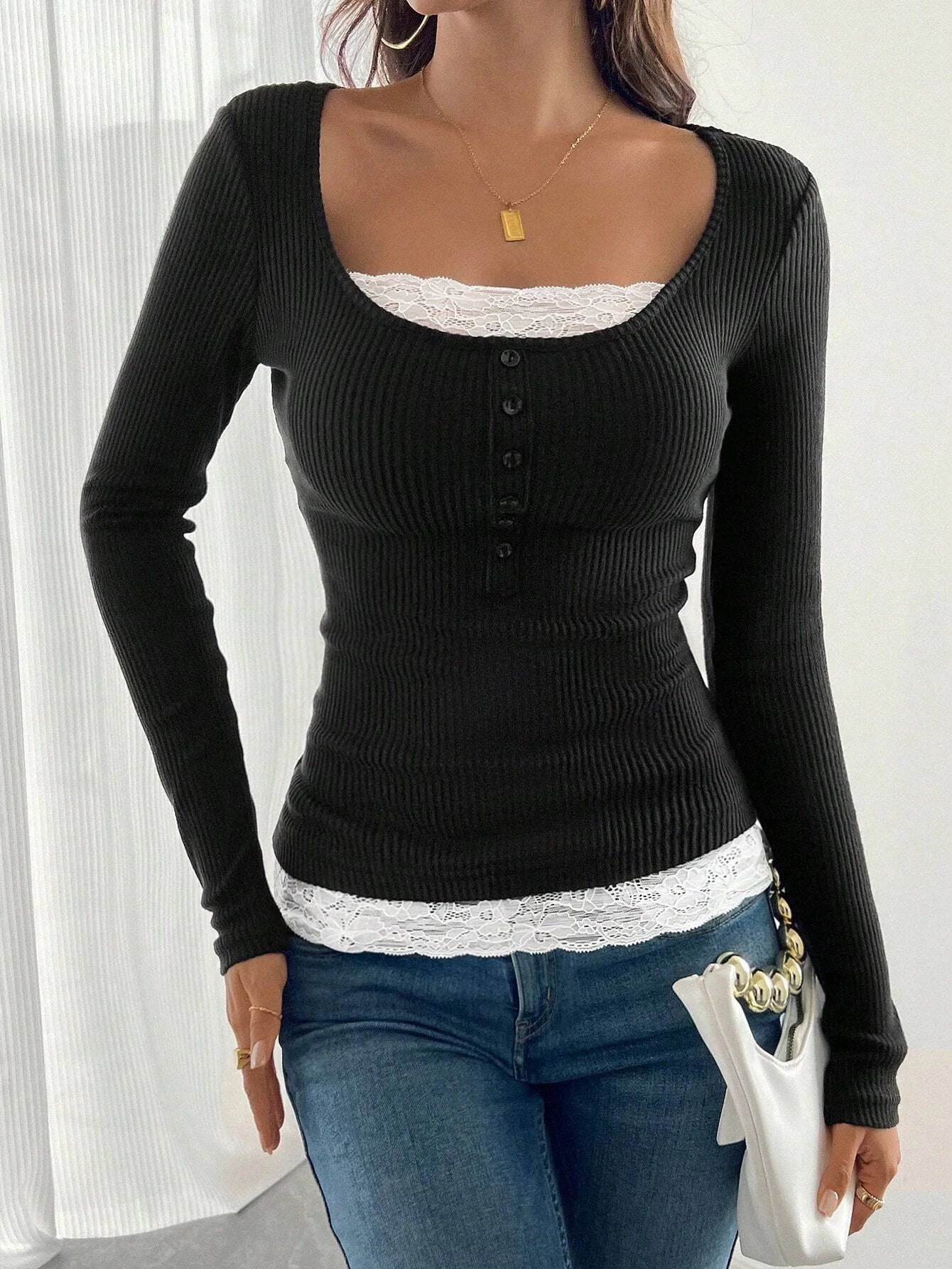Solid Color Casual Slim T shirts For Women Autumn Y2K Women s T shirt Long