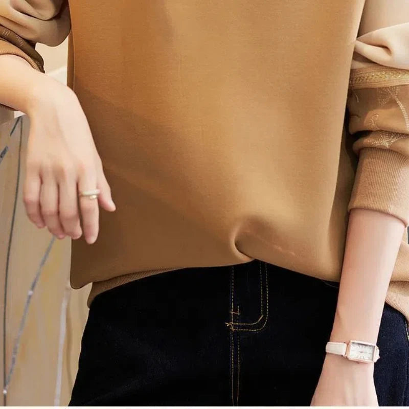 Herfst Winter Ronde Hals Dames Pullover Lantaarn Lange Mouw Geometrisch