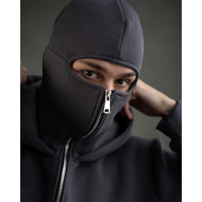 Double Hood Zip Up Sweatshirt Jacket Autumn Ins Style Unisex Couple Top for