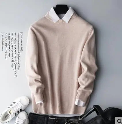 Classic Pullover V Neck Sweater Men Autumn Winter Cashmere Cotton Blend Warm Jumper Clothes Pull