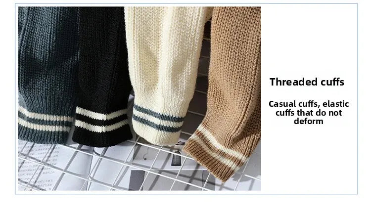 Casual round Neck Knitted Sweater Men s Base Layer Trendy Autumn Winter Style