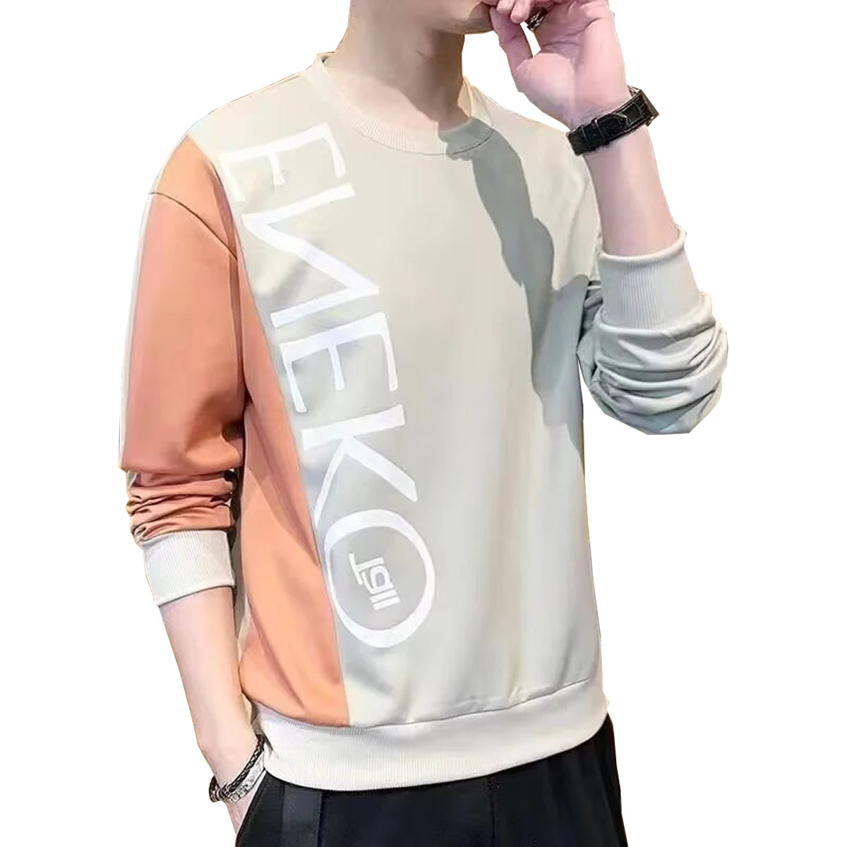 T shirt Men s Long Sleeved Round Neck With Letter Print Pattern Spring Autumn Suitable Shirt Couples