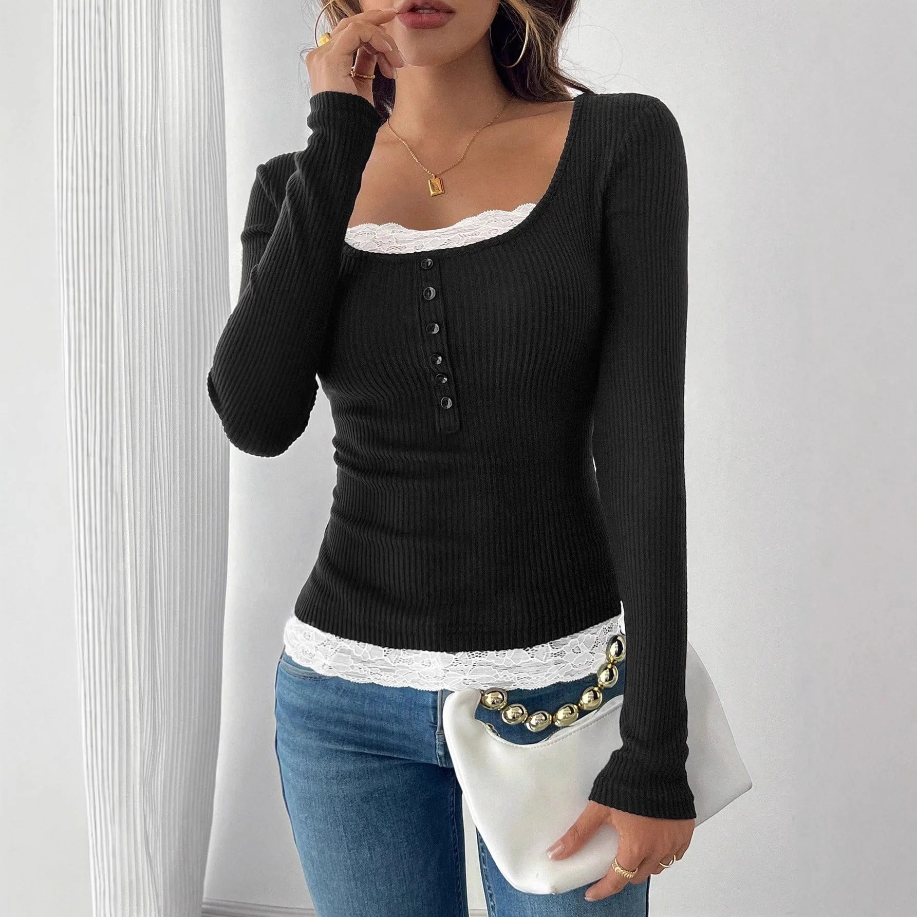 Solid Color Casual Slim T shirts For Women Autumn Y2K Women s T shirt Long