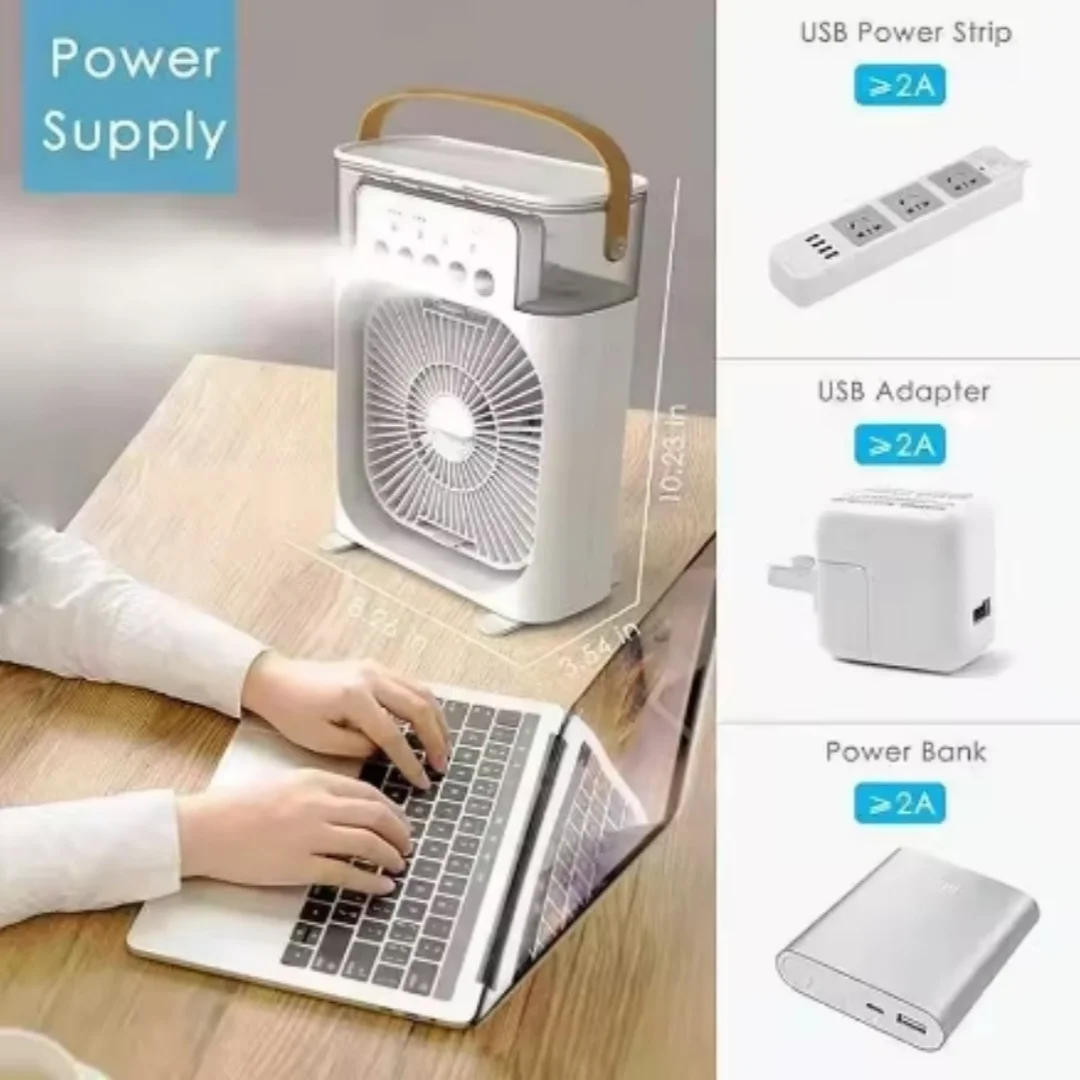 3In1 Fan AIr Conditioner Household Small Air Cooler LED Night Light Portable