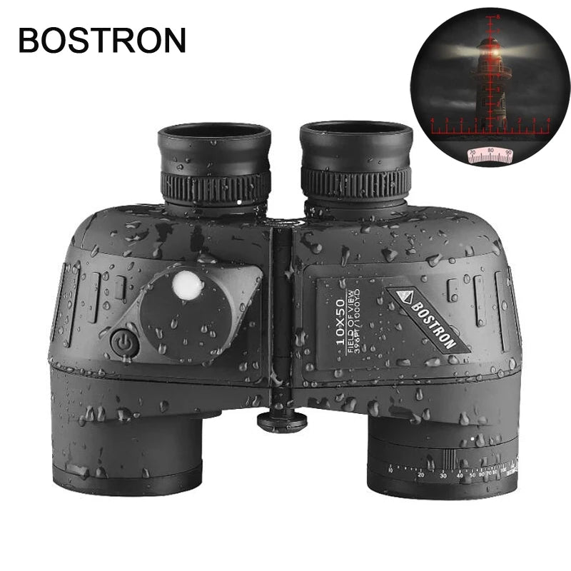 Binoculars 10x50 Marine Military Telescope Adults Waterproof With Rangefinder