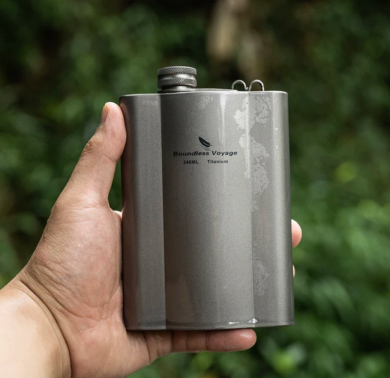 Фляжка Boundless Voyage Titanium Hip Flask 180 мл / 240 мл, ультралегкая, маленькая бутылка для ликера