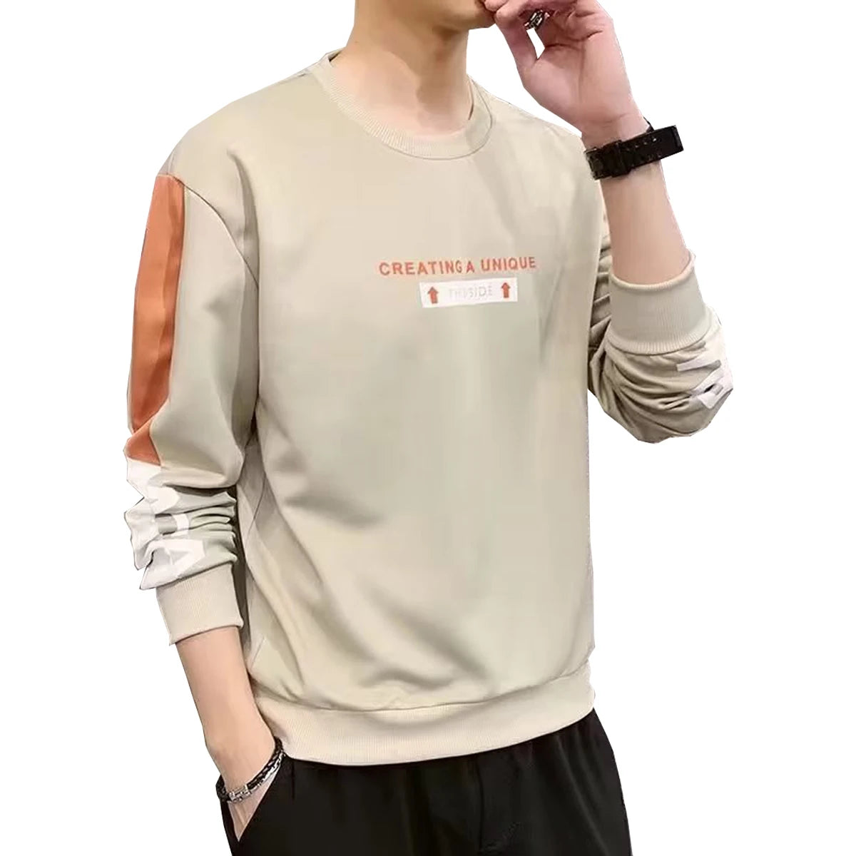 T shirt Men s Long Sleeved Round Neck With Letter Print Pattern Spring Autumn Suitable Shirt Couples