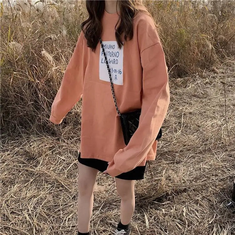 Cotton Loose Long Sleeved Top Women s Base T shirt