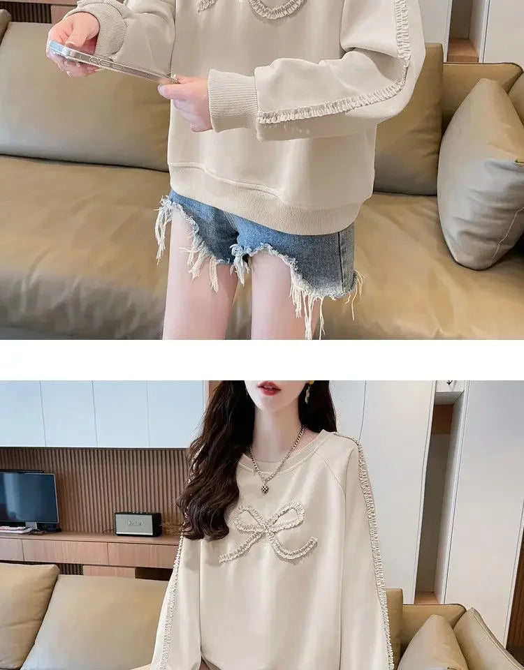 Dames Sweatshirt Los Groot Maat Ontwerp Eenvoudig Leeftijdsverminderend Afslankend Vleesbedekkende Trui Lang