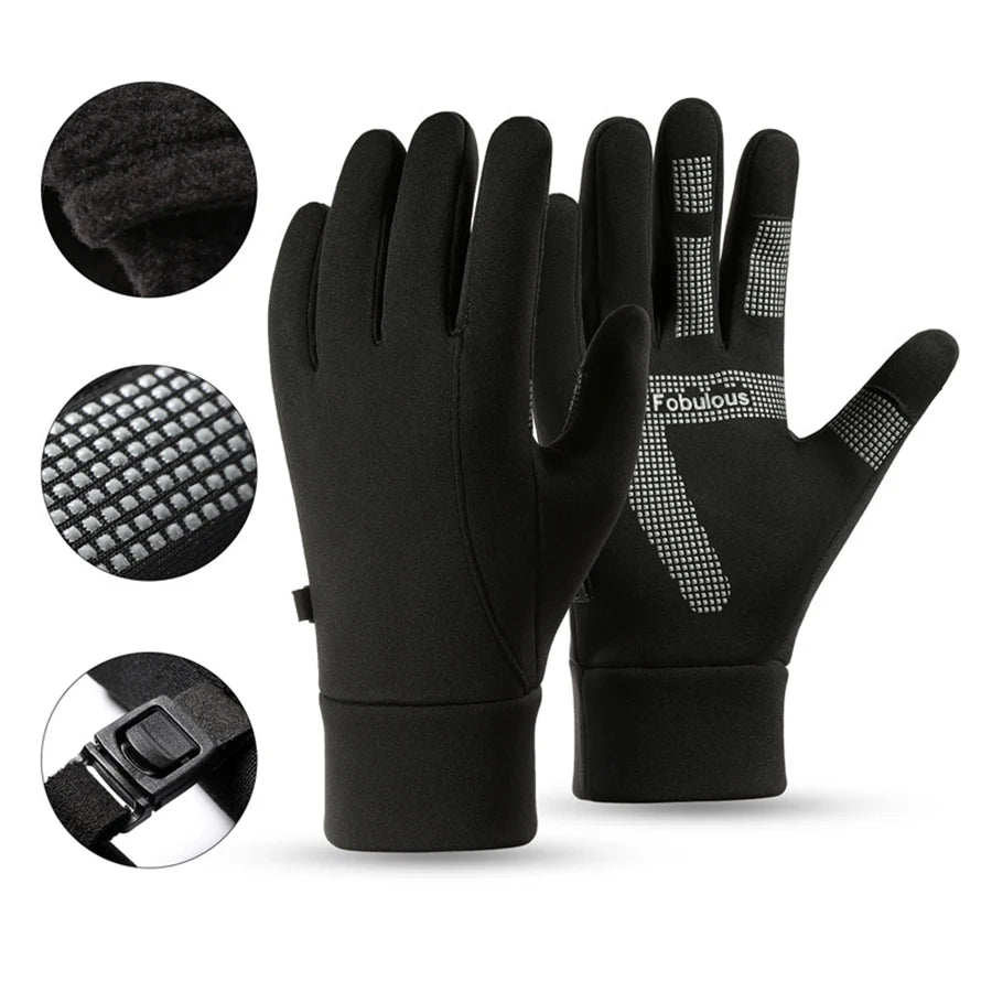 Winterfiets handschoenen voor heren, antislip, touchscreen compatibel, winddichte voering