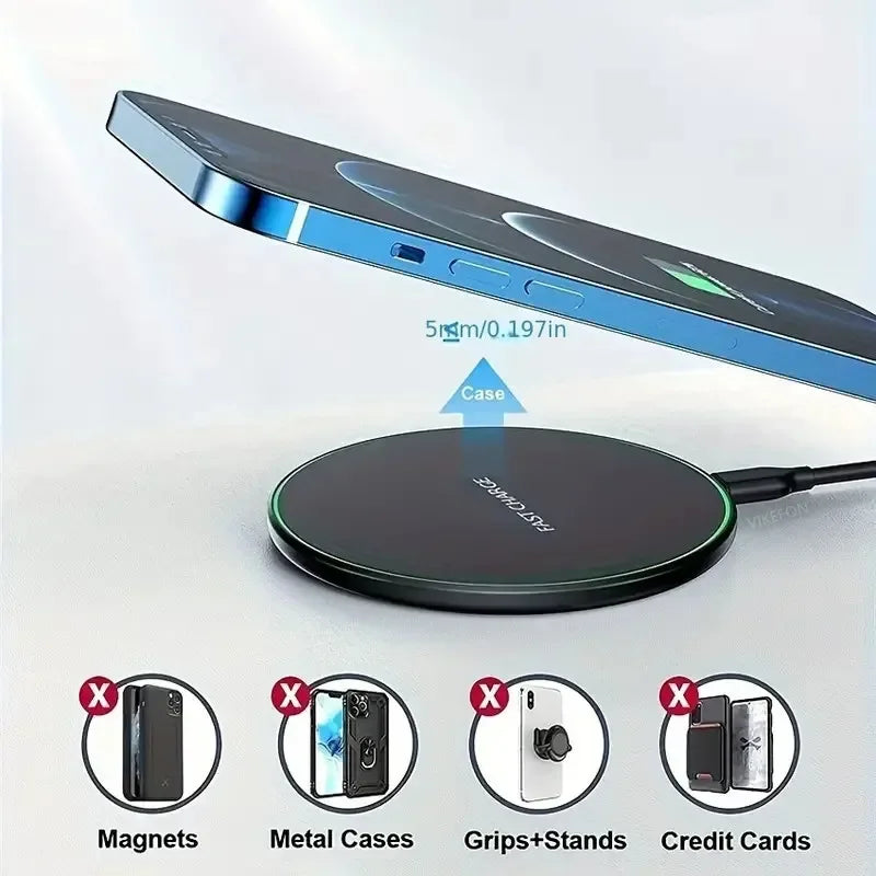 Snelle draadloze oplader voor iPhone 14, 13, 16, 15 Pro Max Samsung Galaxy S22